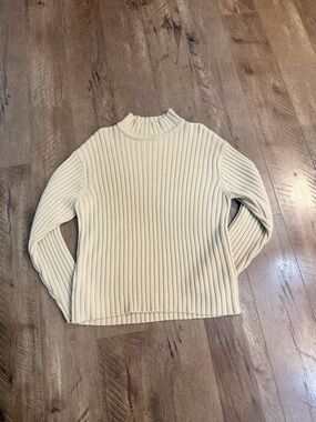 Point Zero Cream Ribbed Mockneck Sweater